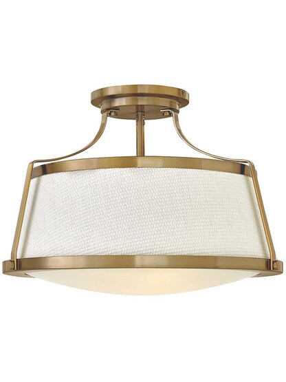 Charlotte 20 inch Semi Flush-Mount Ceiling Light in Brushed Caramel.